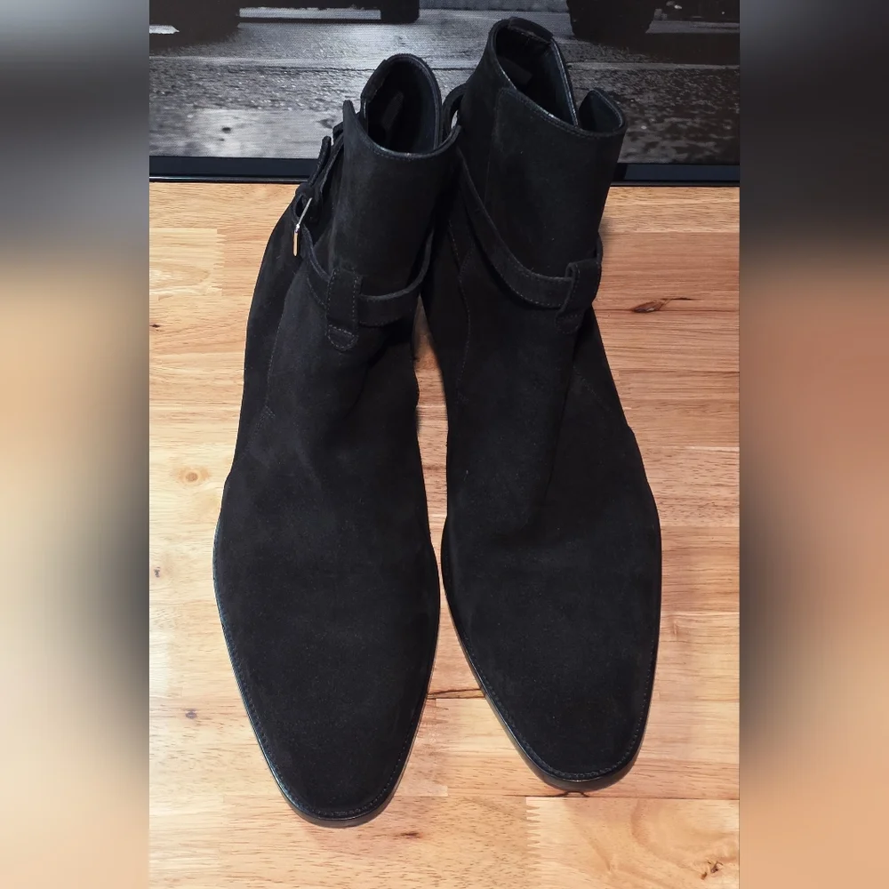 Saint Laurent Paris Wyatt Jodhpur harness boots in black suede EU 46 / US 13 - Picture 2 of 13
